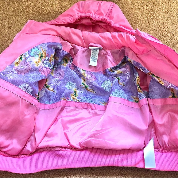 Disney Pink Tinker bell Hooded Puffer Jacket - Picture 2 of 8